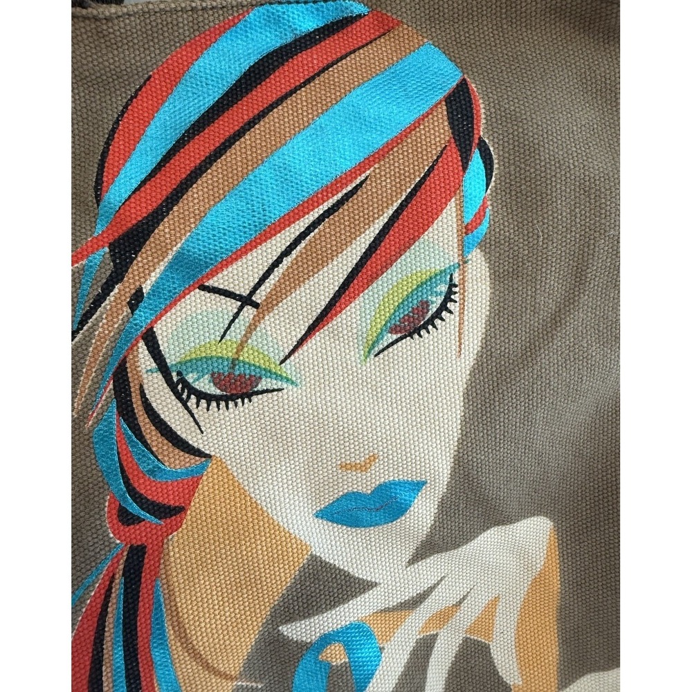 Vintage Custo Barcelona Art Tote Bag Y2K 90's Graphic Canvas Illustrated Woman - Picture 3 of 10